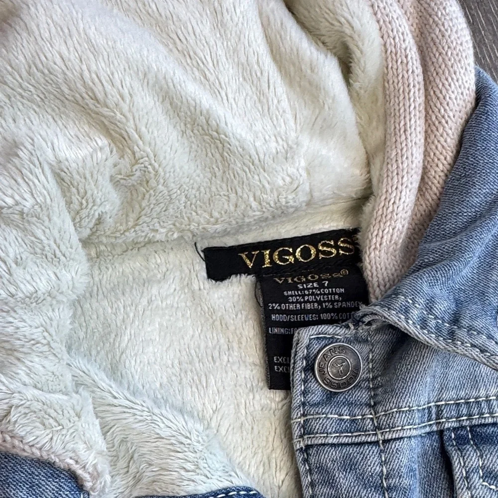 Vigoss Kids Blue Denim Jacket with Patterned Knit Sleeves 0407